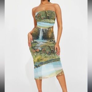 ZARA PRINTED TULLE DRESS